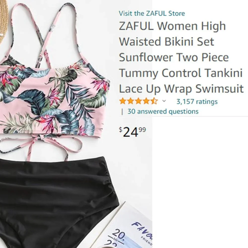 ZAFUL Vacation Leaf Print Lace-up Ruched Swimsuit 🌿🌿 NEW WITH TAGS!